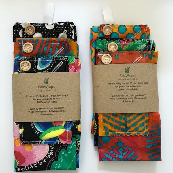 Fabric Gift Bag SET, reusable,100% cotton,