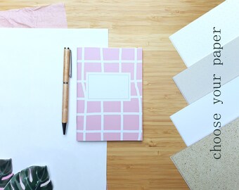 A6 travelers notebook insert, notebook dotted pastel pink, sketchbook made from 100% recycled paper