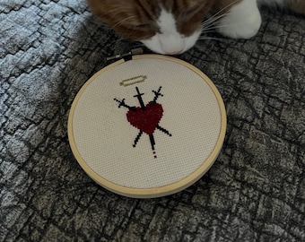 Three of Swords Cross Stitch Pattern PDF Digital Download