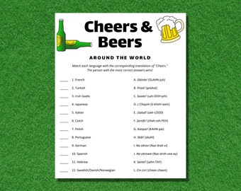 Cheers & Beers! Around the World Printable Game | St. Patrick's Day | Travel Theme | Birthday Party | Zoom Birthday Party | New Year's Toast