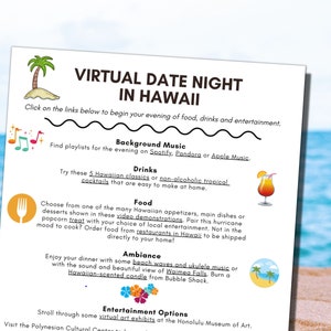 Virtual Date Night in Hawaii Digital Download Anniversary Gift Valentine's Day Gift Long-distance relationship Date Night In image 1