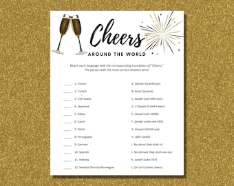 New Year's Eve Party Game | Cheers Around the World | Champagne Party | Travel Theme | Printable Game for Adults