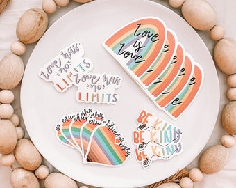 Pride Stickers: Bundle OR Individual, 2.85-3 Inches, Love Decals, Laptop and Water Bottle Stickers, Rainbows