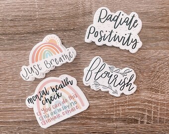 Mental Health Sticker Bundle, 4 Pack OR Individual Stickers, Vinyl, 2.75 Inches, Self Care Stickers, Mental Health Decals, Laptop Stickers