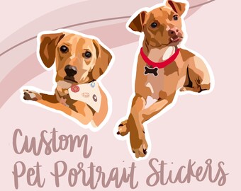 Custom Designed Pet Portrait Stickers, Personalized Decals, Approx. 3 Inches for Laptops, Water Bottles, and More, Made to Last