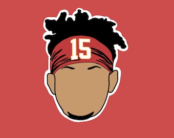 Patrick Mahomes Chiefs Decal, Mahomes Head Sticker, Kansas City Chiefs, Football Sticker, NFL Decal, 3 Inches, Laptop Sticker, Car Decal