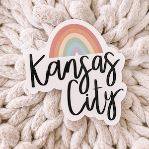 Kansas City Rainbow Sticker, KC Decal, Kansas City Native, Rainbow Decal, 3 Inches, Water Bottle Sticker, Car Decal, Laptop Sticker