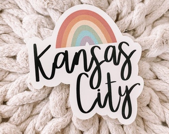 Kansas City Rainbow Sticker, KC Decal, Kansas City Native, Rainbow Decal, 3 Inches, Water Bottle Sticker, Car Decal, Laptop Sticker