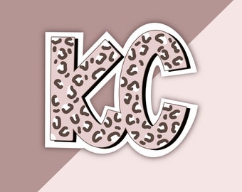 Kansas City Sticker, Cheetah Print, 2.7 Inches, Laptop Stickers, Water Bottle Decals,  Car Decals, Blush Pink and Brown, Cute
