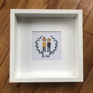 Custom Cross Stitch Family Portrait (Framed)