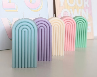 Chunky Rainbow Arch Pillar Candle | Soy Wax | Fragranced Chunky Pillar Candle | Cute Candle | Vegan | Gift Candle | Home Decor | Handmade