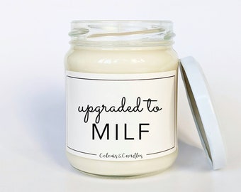 Upgraded to MILF Candle | New Mum Gift | Expecting Mum Gift | Pregnancy Gift | Funny Baby Shower Gift | New Baby Gift | New Mum Candle
