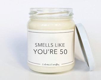 Smells Like 50th Birthday Candle | 50th Birthday Gifts For Women | 50th Birthday Present | 50th Gift Ideas |  50th Birthday Gift