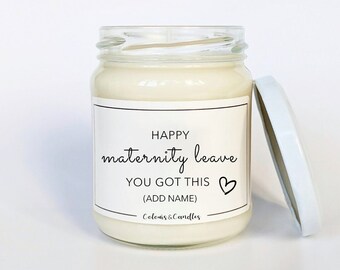 Personalised Happy Maternity Leave Candle | New Mum Gift | Pregnancy Gift | Baby Shower Gift | New Baby Gift | Maternity Gift Candle