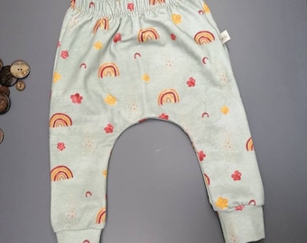 Children's Slim Harem Pants Long pants for children/babies, various sizes, rainbow, French terry