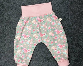 Bloomers children's pants rose blossoms long pants for children / babies, different sizes, jersey