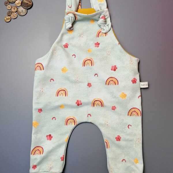 Khaki Short Baby Dungarees with Crossed Straps main image 1