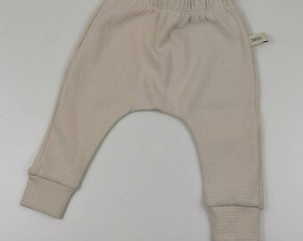 Slim harem children's trousers, long trousers for children / babies, beige, various sizes, waffle knit