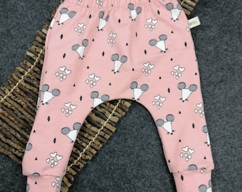 Slim Harem Children's Pants Children's / Babies' Long Pants, Various Sizes, Mice, French Terry