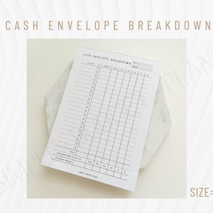 Cash Envelope Breakdown Notepad (size A5)