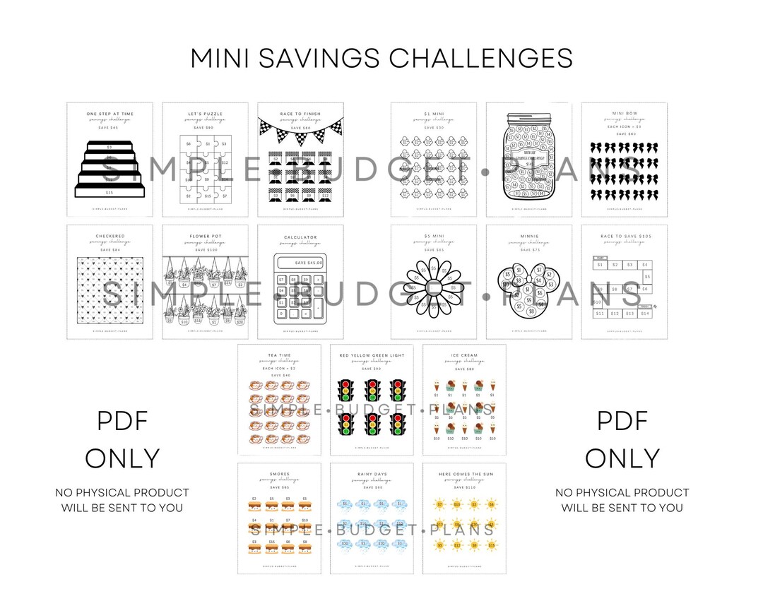 Mini Savings Challenges | Trackers | Printable PDF ONLY - Etsy
