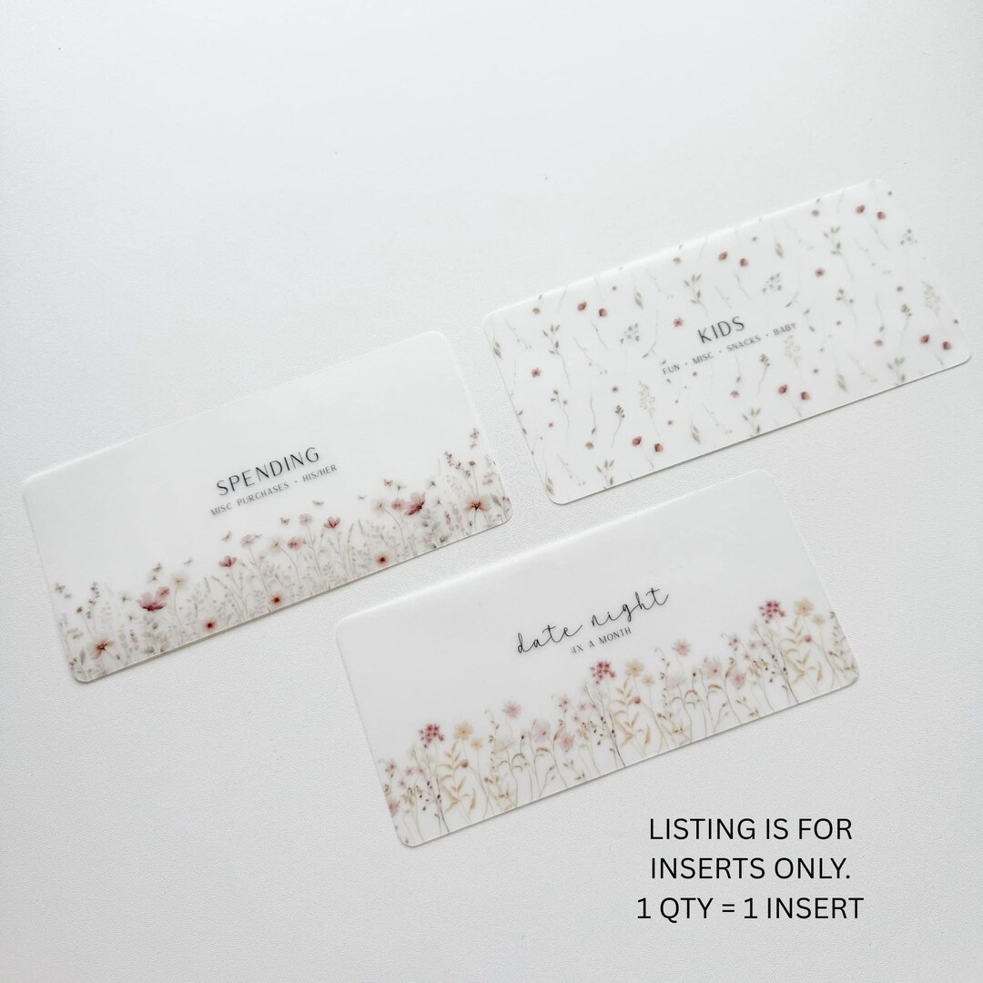 Floral Cash Envelope Inserts | Inserts Only | Laminated - Etsy