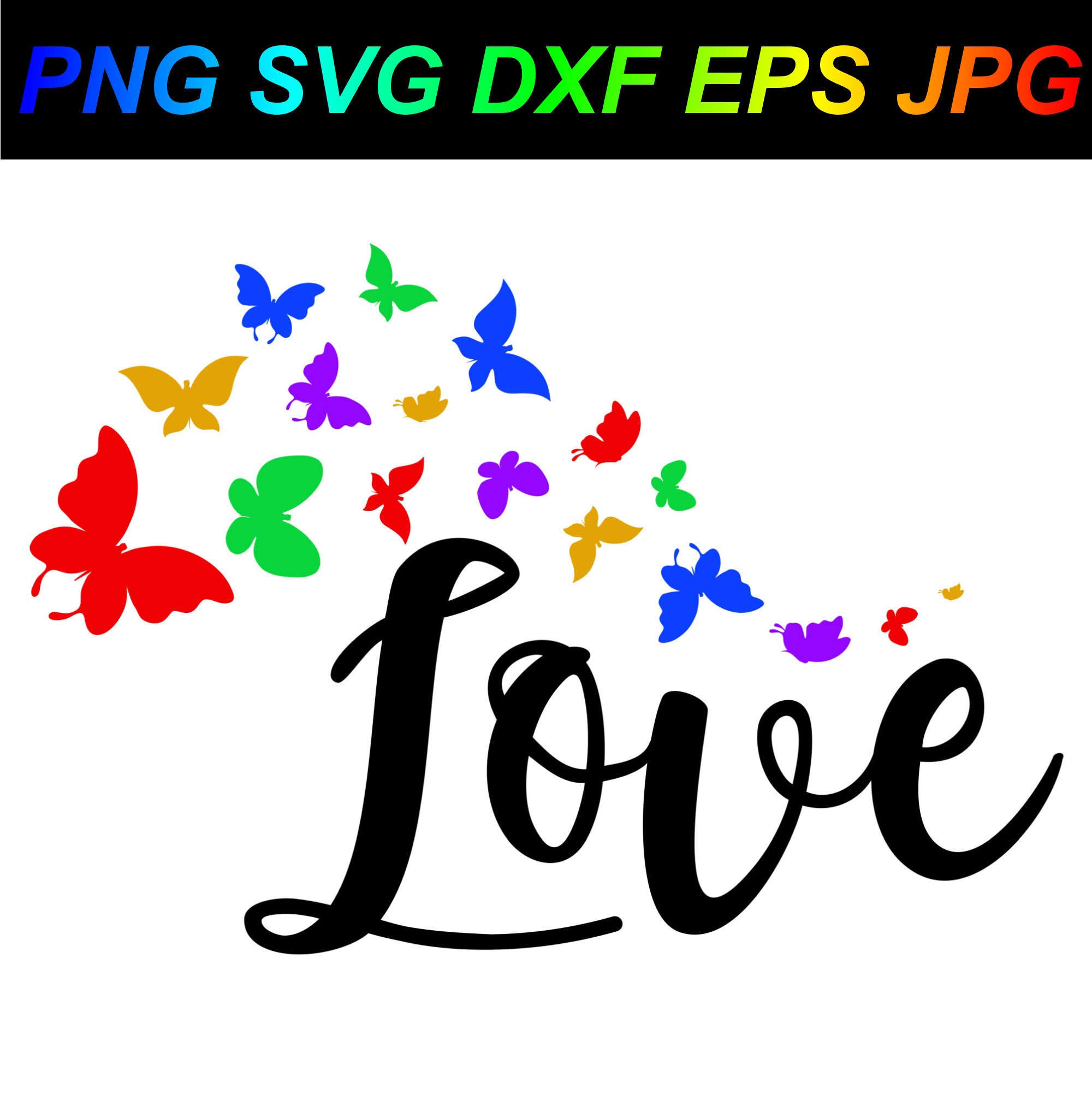 Download Love Butterflies Autism PNG SVG DXF Eps Jpg | Etsy