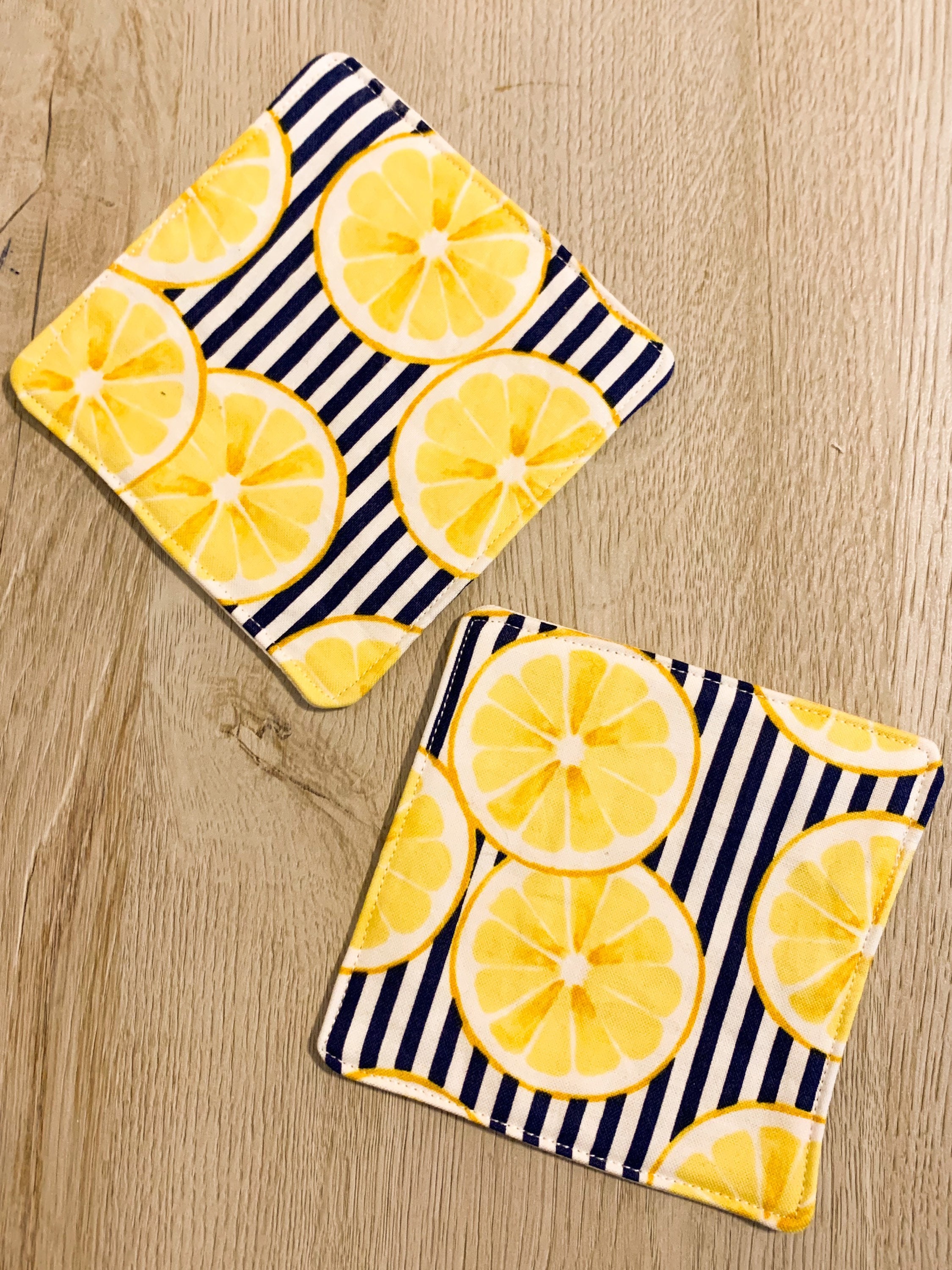 Set of 4 Lemon Coasters 4 Lemon Coasters With Solid White Etsy