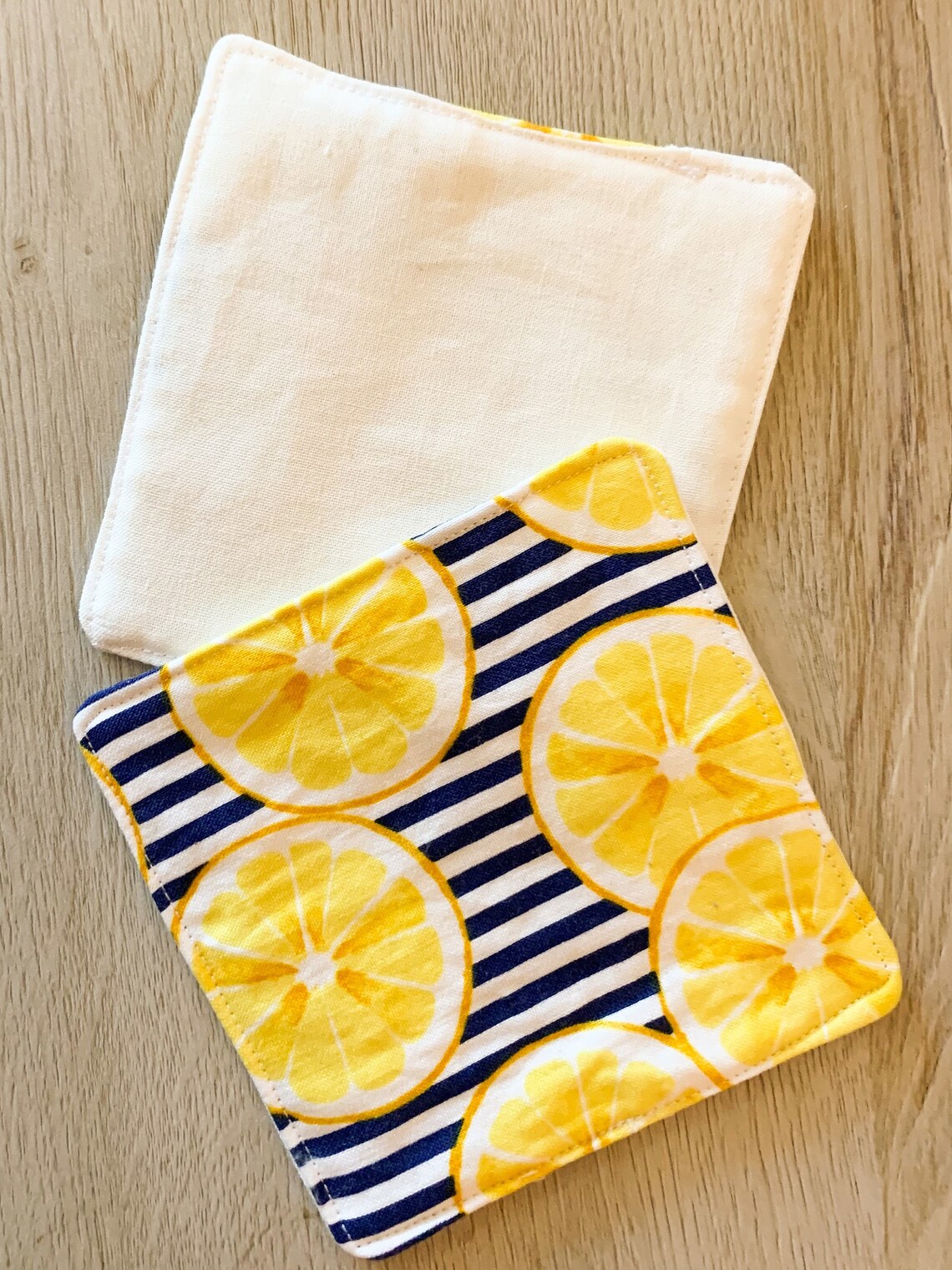 Set of 4 Lemon Coasters 4 Lemon Coasters With Solid White Etsy