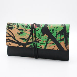 Leather clutch envelope bag / portfolio purse. Rousseau's Pink Tiger image 4