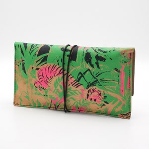 Leather clutch envelope bag / portfolio purse. Rousseau's Pink Tiger image 3