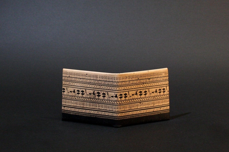 Cartera de piel - Monedero y monedero - Tarjetero - Doble pliegue - Cartera delgada Geometrical Period