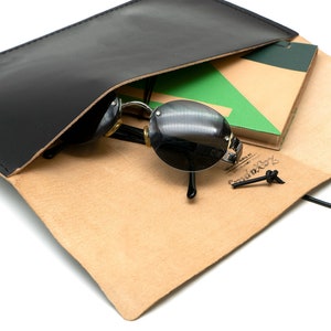 Leather clutch envelope bag / portfolio purse. Rousseau's Pink Tiger image 2