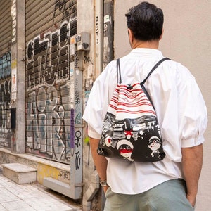 Leather Backpack / Shoulder Bag, Drawstring Bag, Moroccan Bag, Duffel Bag, Travel Bag, Leather Gym Bag, Leather Bucket Bag / Munch ANGST image 2