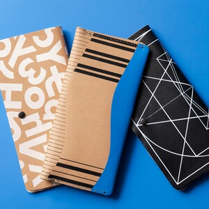 Cartera de cuero grande - Efectivo y soporte para teléfono - Estuche para tarjetas - Doble pliegue - Cartera delgada / Alfabeto griego imagen 7