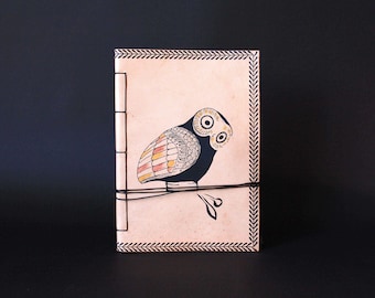 Cuaderno de diario de cuero A5, Glaucus (Búho de Atenas).