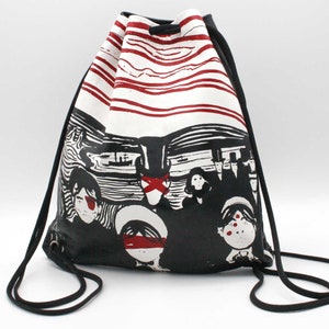 Leather Backpack / Shoulder Bag, Drawstring Bag, Moroccan Bag, Duffel Bag, Travel Bag, Leather Gym Bag, Leather Bucket Bag / Munch ANGST image 3