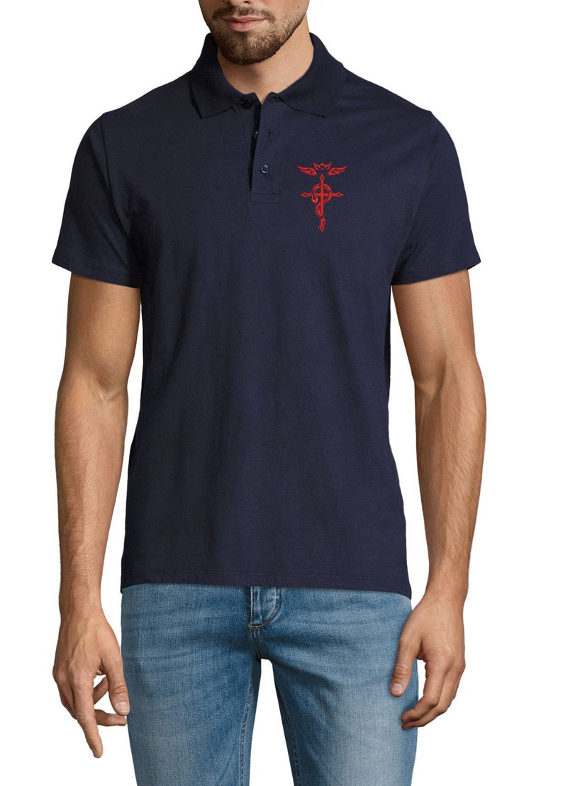 Embroidered Full Metal Alchemist Anime Symbol Logo Anime Sportswear Polo Shirt For Man Top Tees Summer Wear