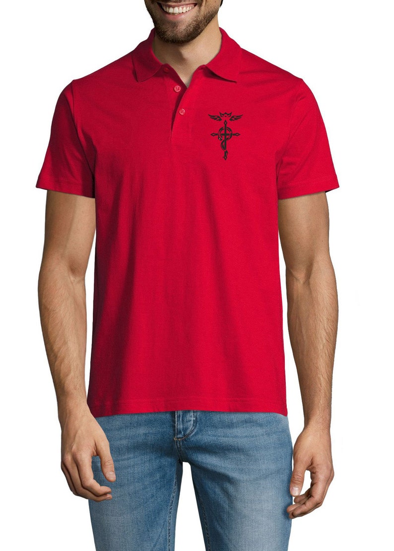 Embroidered Full Metal Alchemist Anime Symbol Logo Anime Sportswear Polo Shirt For Man Top Tees Summer Wear