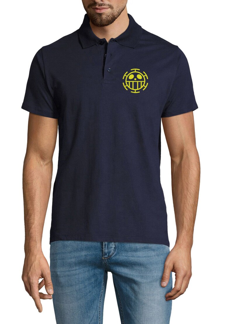 Embroidered One Piece Jolly Roger Luffy Anime Flag Symbol Sportswear Polo Shirt For Man Top Tees Summer Wear