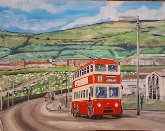 Dirigendosi lungo la strada Stampa artistica originale di Belfast senza cornice