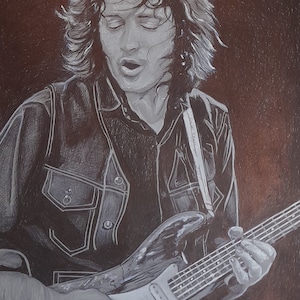 Rory Gallagher original Kugelschreiber Bleistift Zeichnung ungerahmt