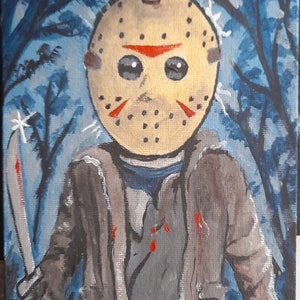 Jason Voorhees Original Painting on Mini Canvas Board 5x7 Inches