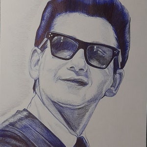 Roy Orbison original Ballpoint pen drawing unframed