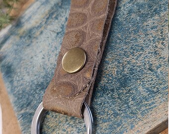 Genuine Leather Hand Cut Bronze Key Fob