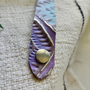 Hand Cut Leather Cuff Bracelet - Aztec Blue & Purple