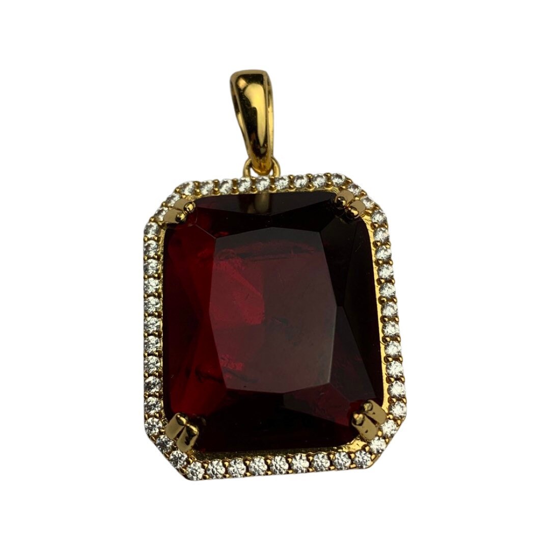 Ruby Pendant / 18k Gold Stamped 
