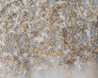 2 yardas embroidery oro Lace Fabric ribete guipure Mesh Trim cintas vestido