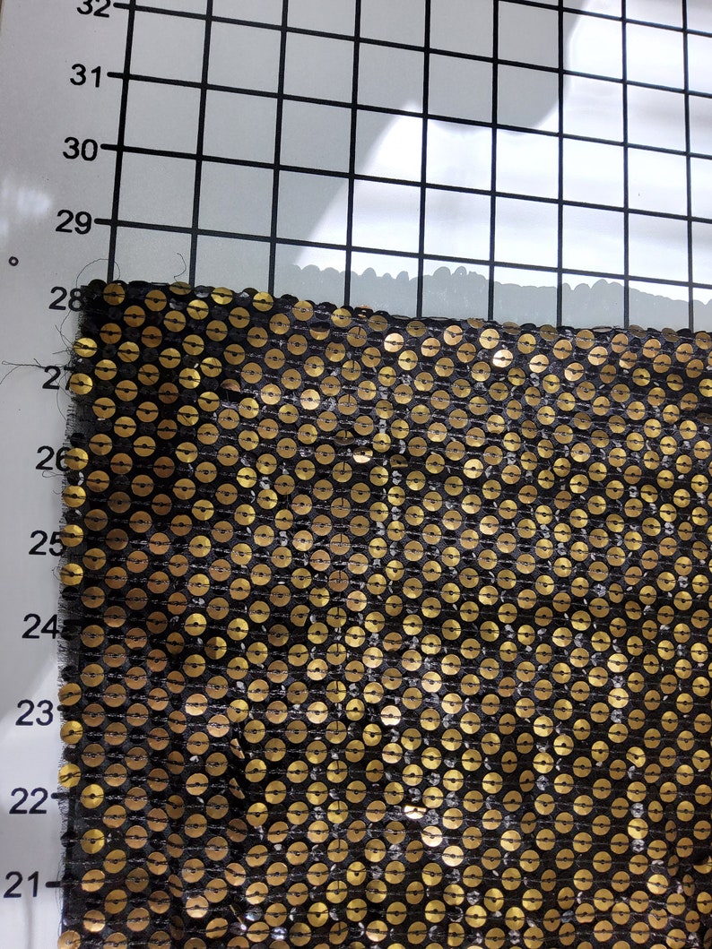 Gold Black Metallic Sequins Fabric Reversible Sequins by the Yard