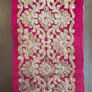 Velvet Embroidery Border, Pink Velvet Embroidery Border, Blue Velvet Embroidery Border, Embroidery Trim, Handmade Embroidery,Gold Embroidery